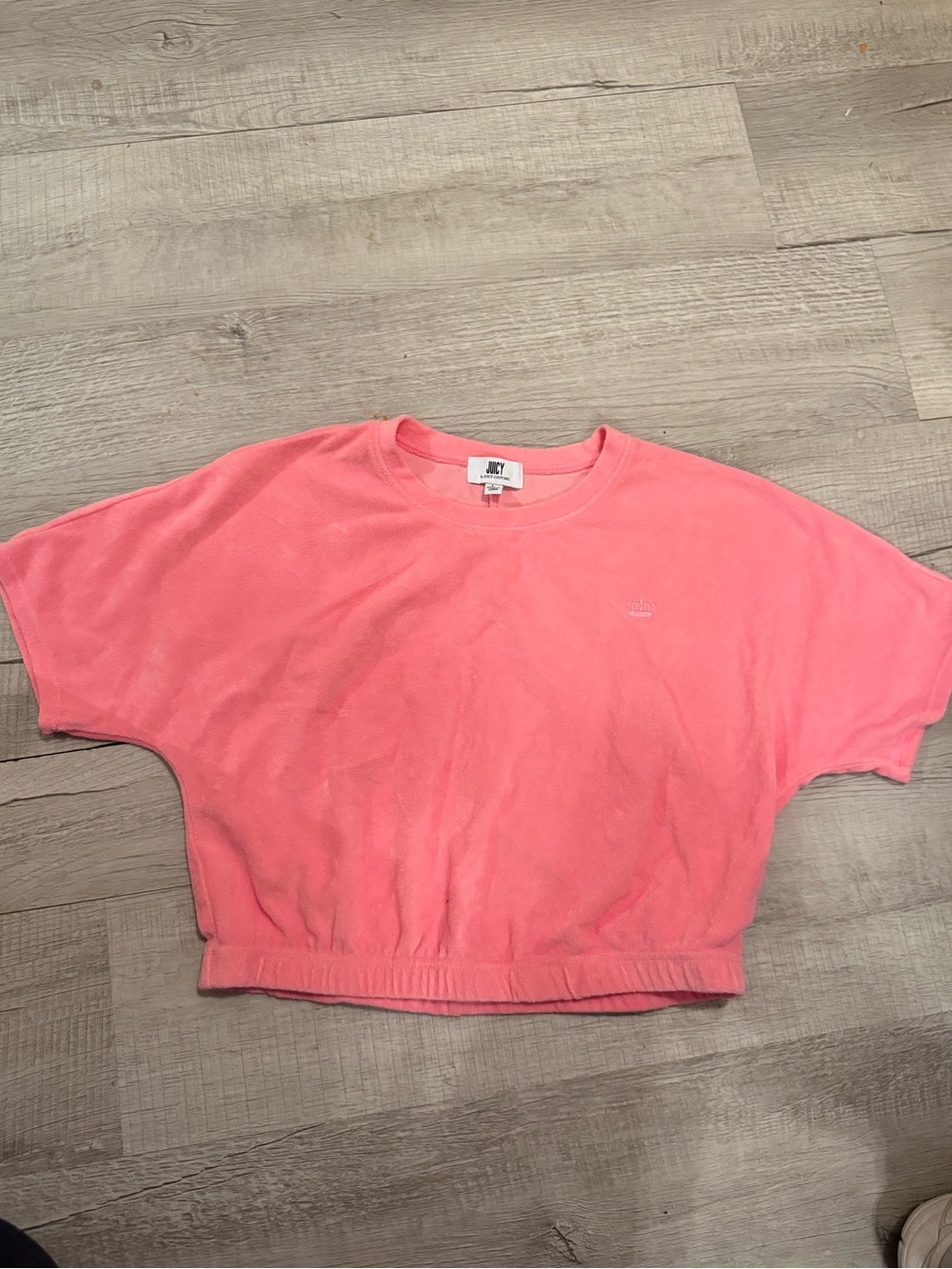 Juicy Couture Cropped Crewneck Terry cloth Sweatshirt in Pink Size Large